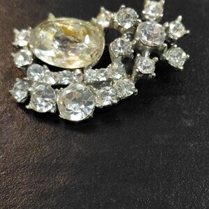 Elegant Silver Crystal Brooch